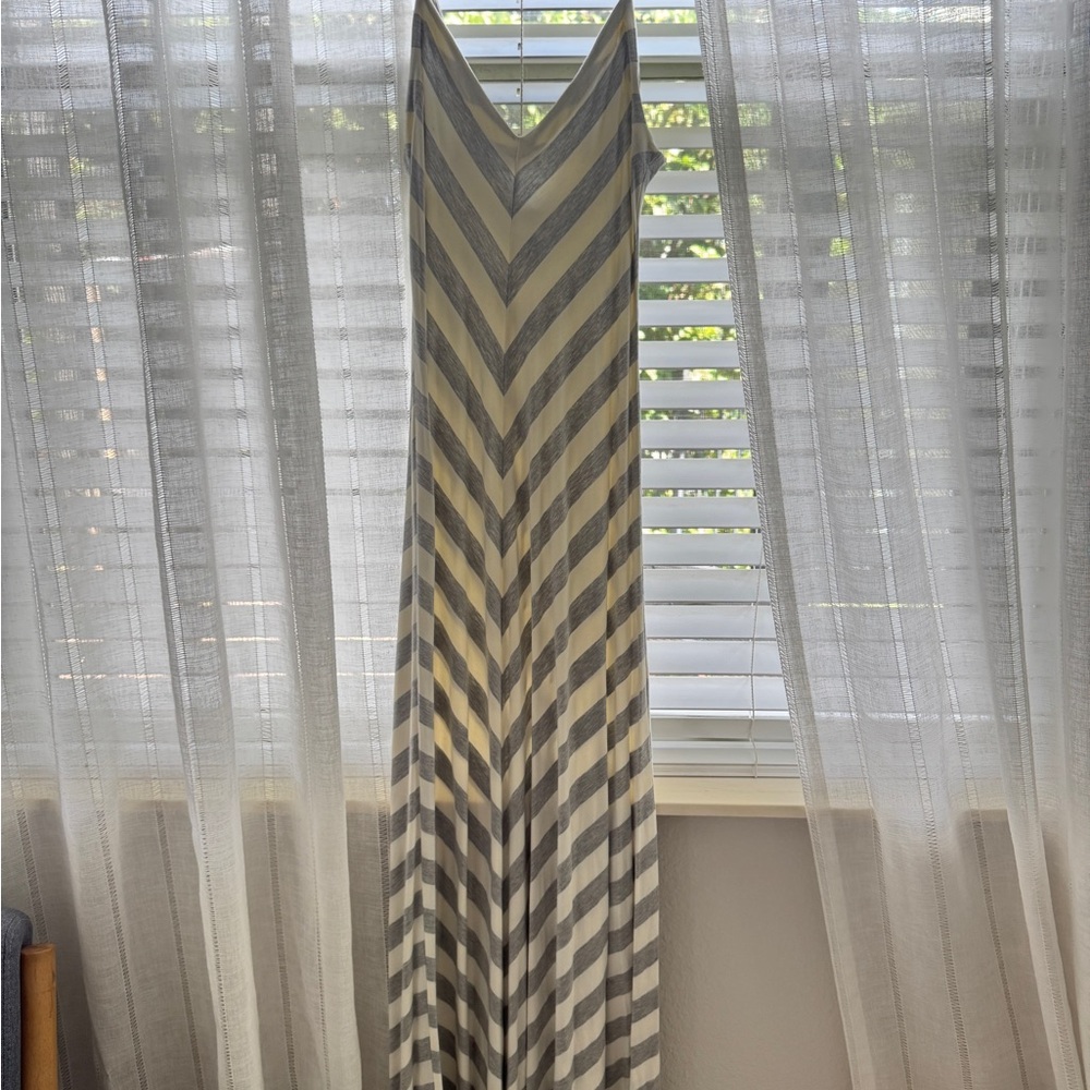 Matty M Gray and Cream Striped Dress